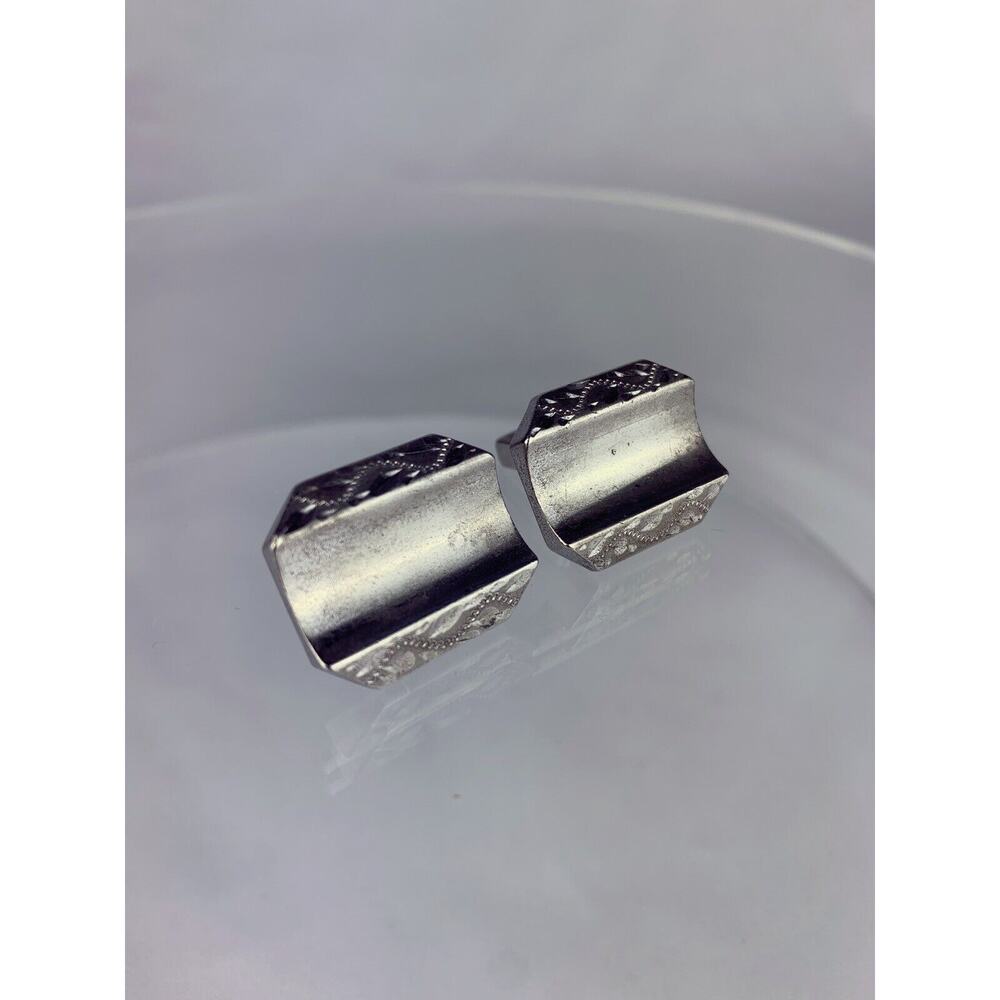 Large Sterling Silver Cufflinks Anson Engravable Statement Heavy 26.5g VTG M1 - Picture 2 of 11